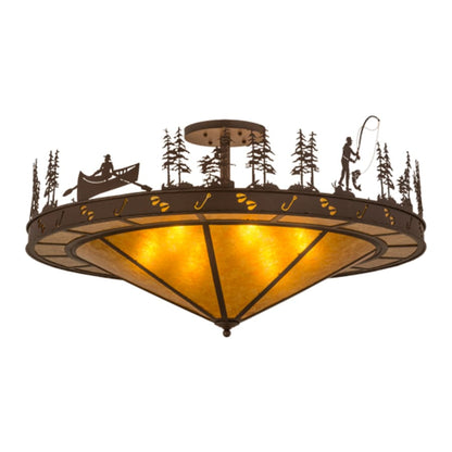 Meyda Tiffany Fishtracks 6 Light 48" Wide Semi-Flush Ceiling Fixture