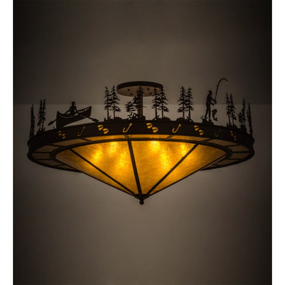 Meyda Tiffany Fishtracks 6 Light 48" Wide Semi-Flush Ceiling Fixture