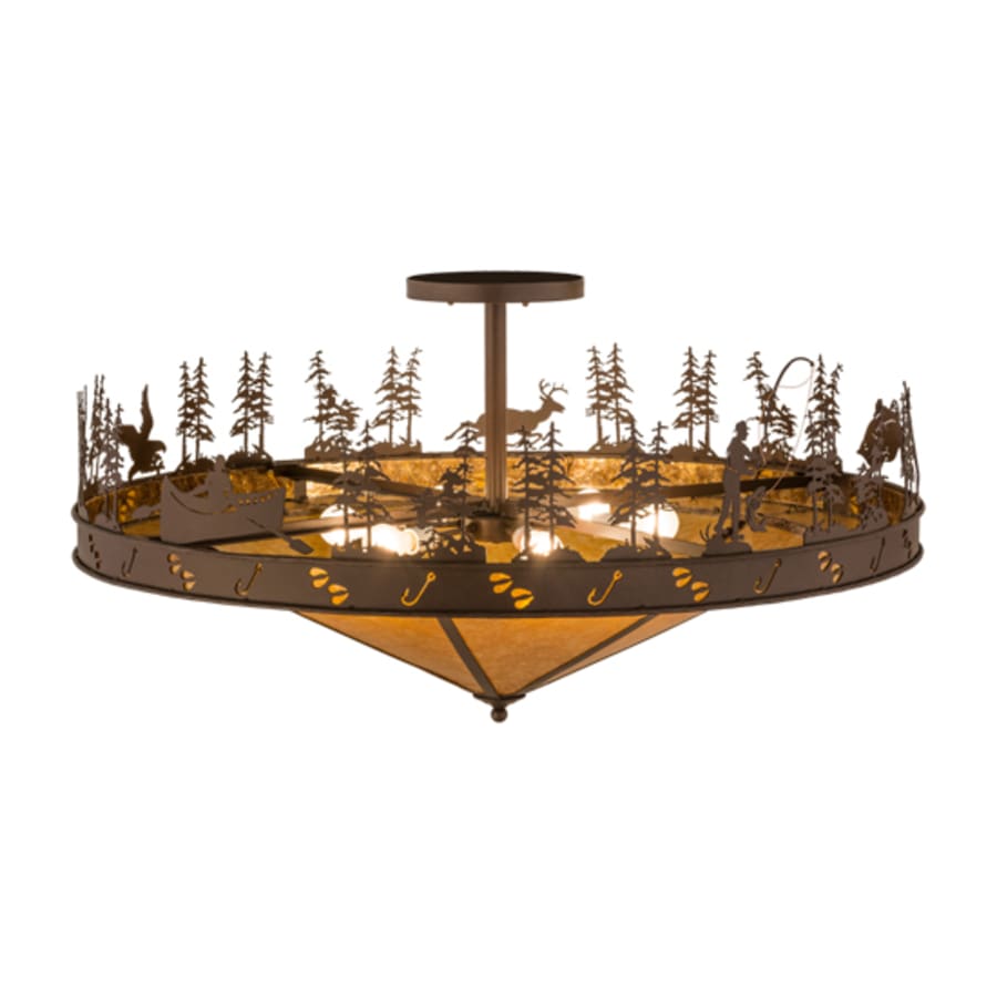 Meyda Tiffany Fishtracks 6 Light 48" Wide Semi-Flush Ceiling Fixture