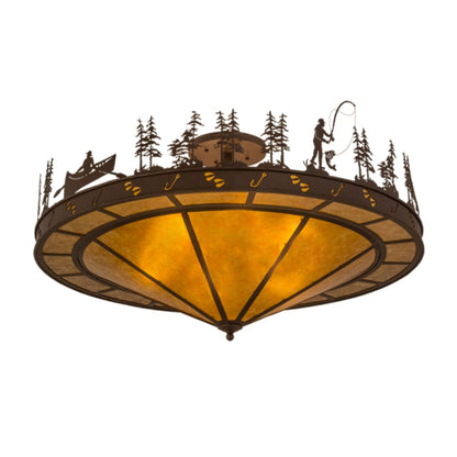 Meyda Tiffany Fishtracks 6 Light 48" Wide Semi-Flush Ceiling Fixture