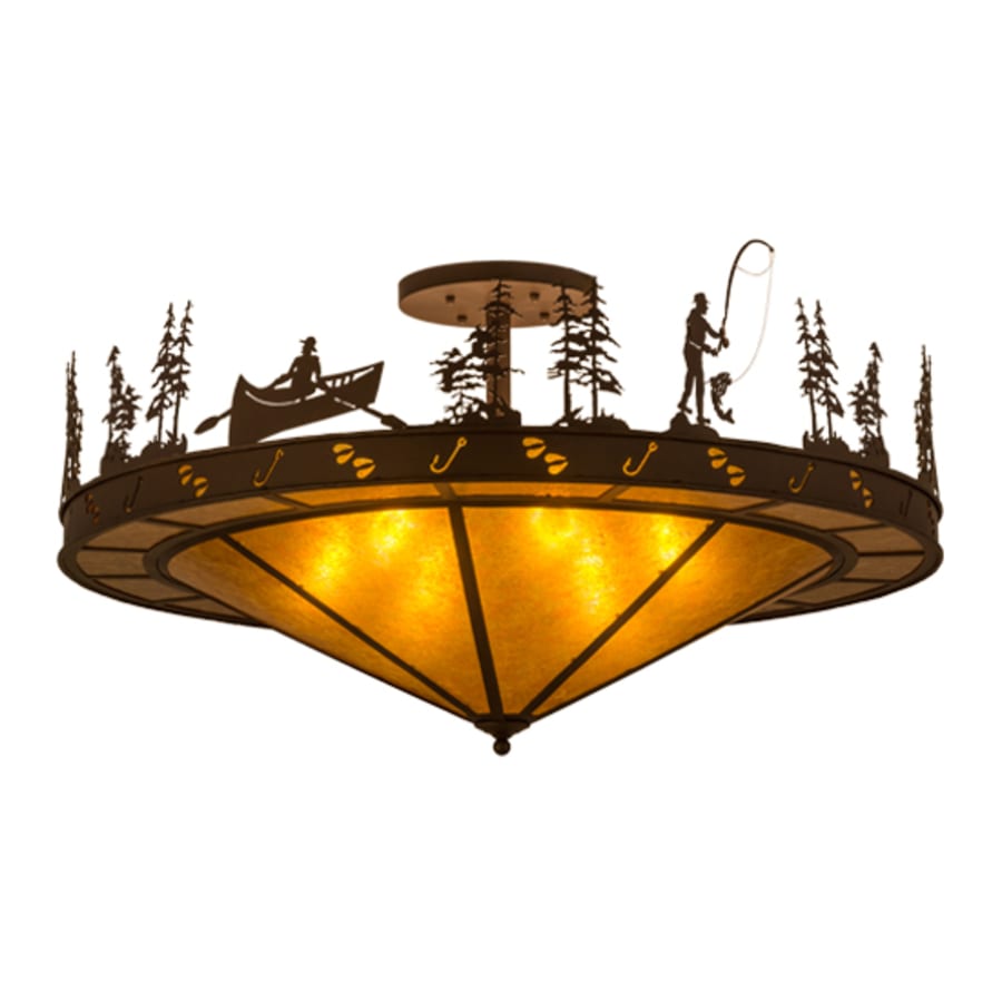 Meyda Tiffany Fishtracks 6 Light 36" Wide Semi-Flush Ceiling Fixture