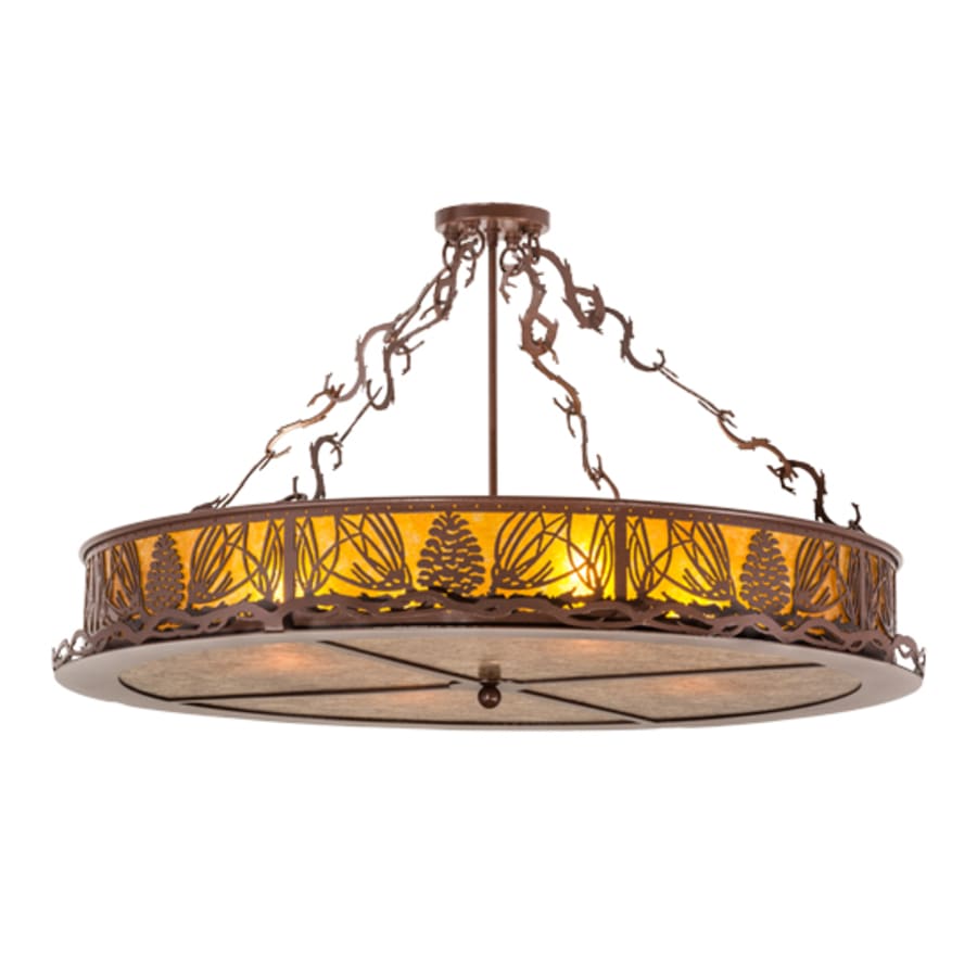 Meyda Tiffany Mountain Pine 4 Light 36" Wide Semi-Flush Drum Ceiling Fixture - Rust Finish