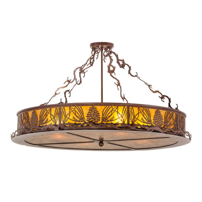 Meyda Tiffany Mountain Pine 4 Light 36" Wide Semi-Flush Drum Ceiling Fixture - Rust Finish