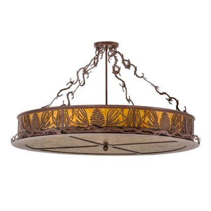 Meyda Tiffany Mountain Pine 4 Light 36" Wide Semi-Flush Drum Ceiling Fixture - Rust Finish