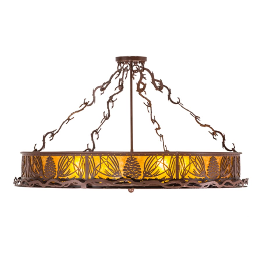 Meyda Tiffany Mountain Pine 4 Light 36" Wide Semi-Flush Drum Ceiling Fixture - Rust Finish