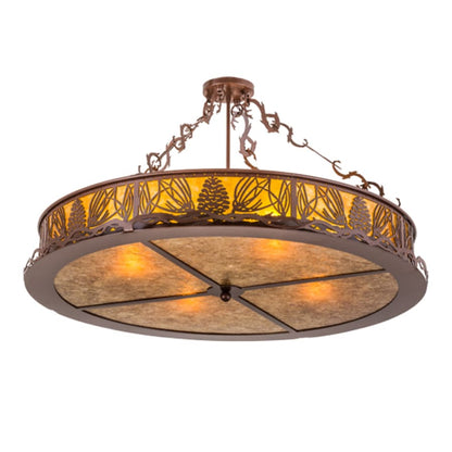 Meyda Tiffany Mountain Pine 4 Light 36" Wide Semi-Flush Drum Ceiling Fixture - Rust Finish