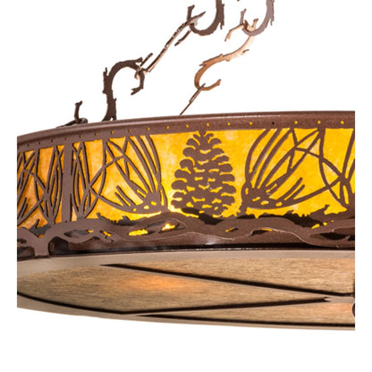 Meyda Tiffany Mountain Pine 4 Light 36" Wide Semi-Flush Drum Ceiling Fixture - Rust Finish