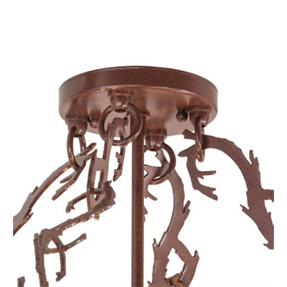 Meyda Tiffany Mountain Pine 4 Light 36" Wide Semi-Flush Drum Ceiling Fixture - Rust Finish