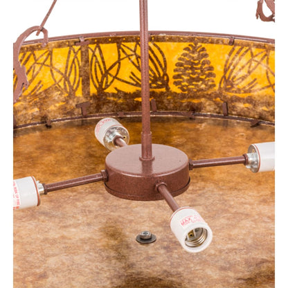 Meyda Tiffany Mountain Pine 4 Light 36" Wide Semi-Flush Drum Ceiling Fixture - Rust Finish