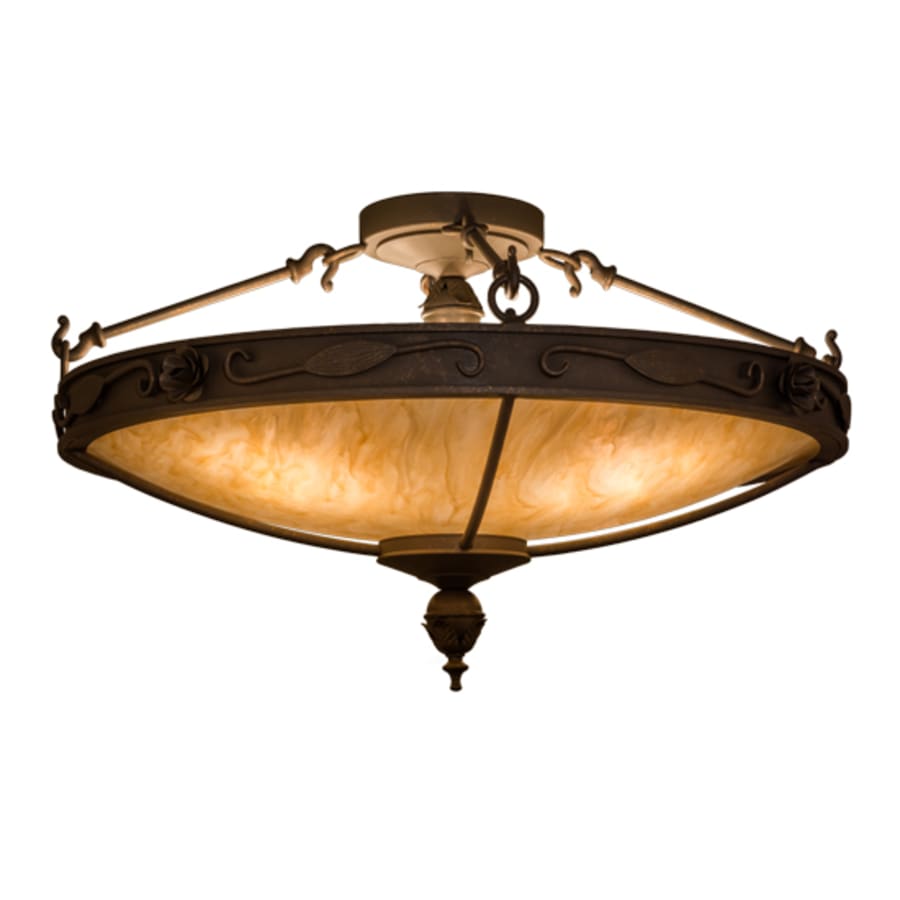 Meyda Tiffany Arabesque 4 Light 28" Wide Semi-Flush Bowl Ceiling Fixture - Gilded Tobacco Finish