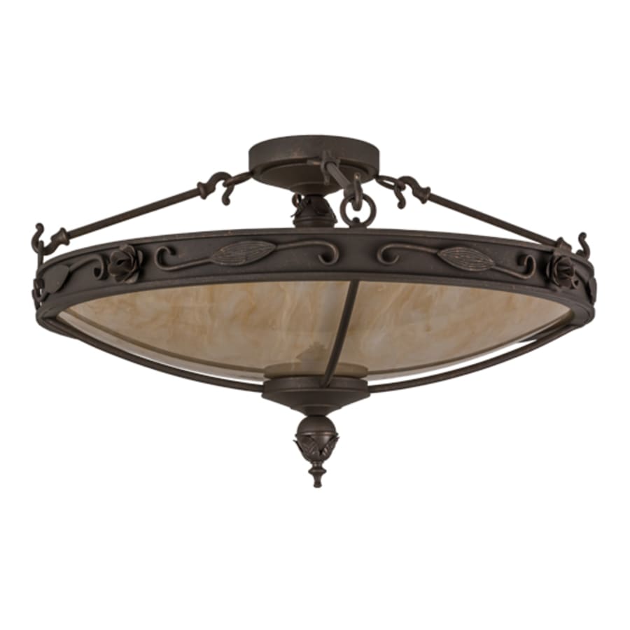 Meyda Tiffany Arabesque 4 Light 28" Wide Semi-Flush Bowl Ceiling Fixture - Gilded Tobacco Finish