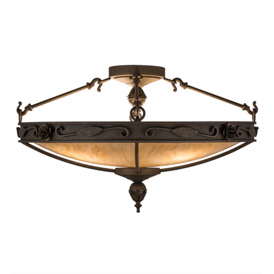 Meyda Tiffany Arabesque 4 Light 28" Wide Semi-Flush Bowl Ceiling Fixture - Gilded Tobacco Finish