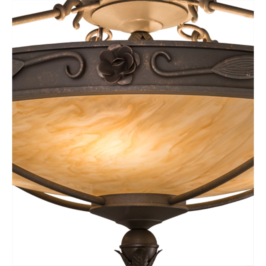 Meyda Tiffany Arabesque 4 Light 28" Wide Semi-Flush Bowl Ceiling Fixture - Gilded Tobacco Finish
