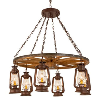 Meyda Tiffany Miners Lantern 6 Light 40" Wide Lantern Chandelier