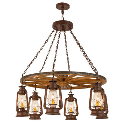 Meyda Tiffany Miners Lantern 6 Light 40" Wide Lantern Chandelier