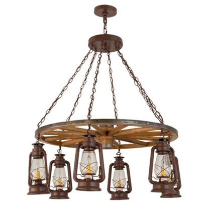 Meyda Tiffany Miners Lantern 6 Light 40" Wide Lantern Chandelier
