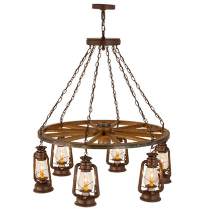 Meyda Tiffany Miners Lantern 6 Light 40" Wide Lantern Chandelier