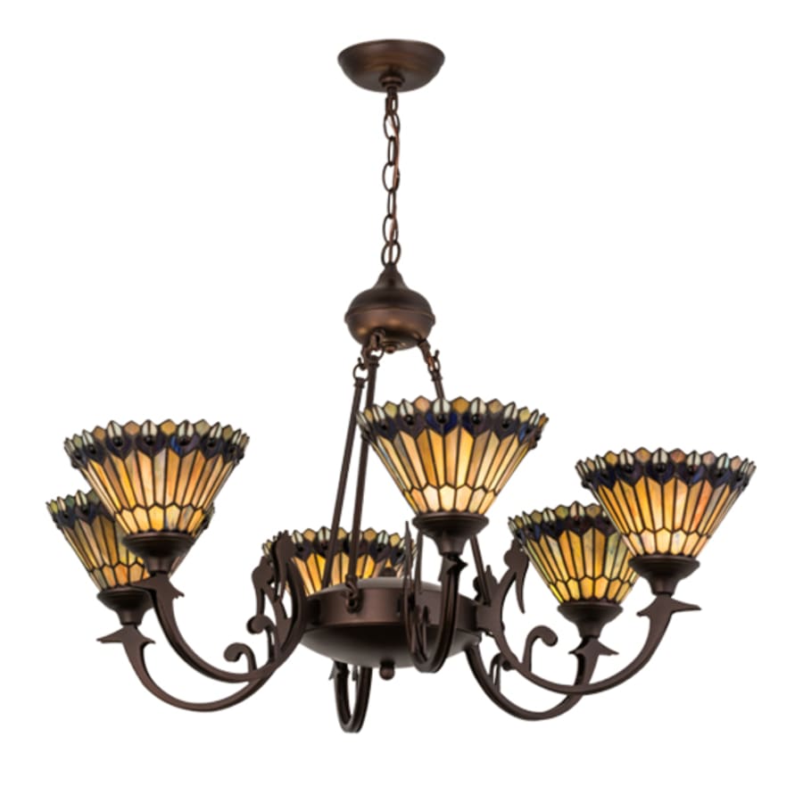 Meyda Tiffany Tiffany Jeweled Peacock 6 Light 34" Wide Chandelier