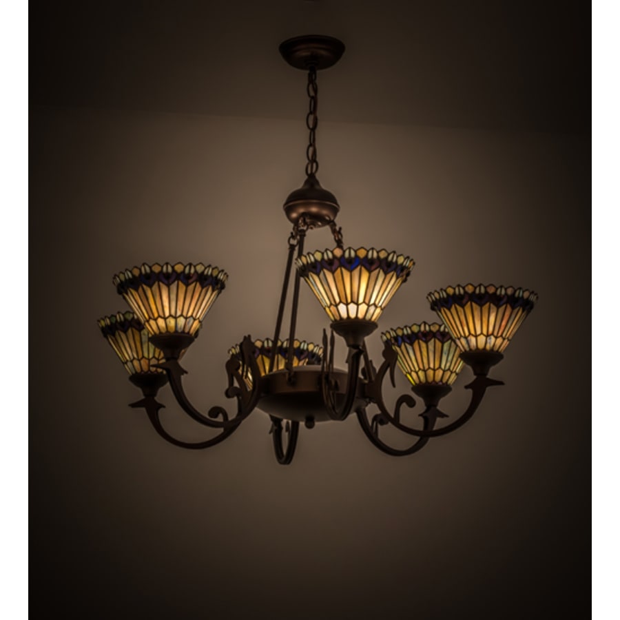 Meyda Tiffany Tiffany Jeweled Peacock 6 Light 34" Wide Chandelier