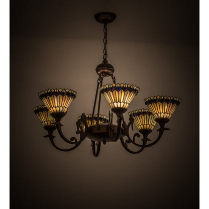Meyda Tiffany Tiffany Jeweled Peacock 6 Light 34" Wide Chandelier
