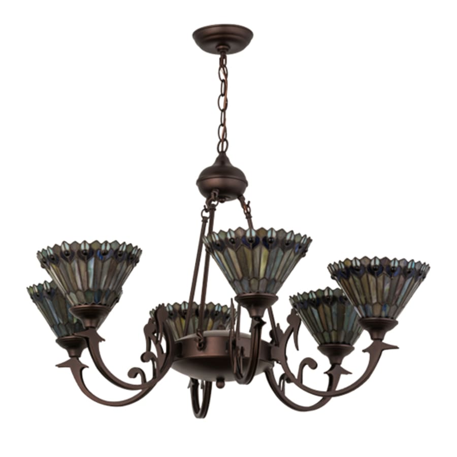 Meyda Tiffany Tiffany Jeweled Peacock 6 Light 34" Wide Chandelier
