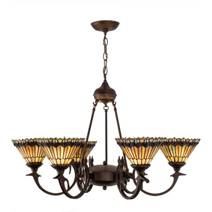 Meyda Tiffany Tiffany Jeweled Peacock 6 Light 34" Wide Chandelier