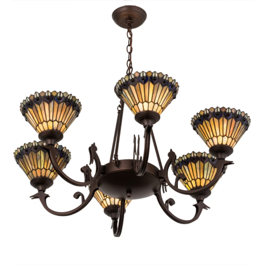 Meyda Tiffany Tiffany Jeweled Peacock 6 Light 34" Wide Chandelier