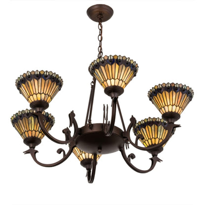 Meyda Tiffany Tiffany Jeweled Peacock 6 Light 34" Wide Chandelier