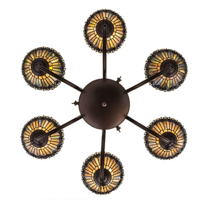 Meyda Tiffany Tiffany Jeweled Peacock 6 Light 34" Wide Chandelier