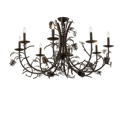 Meyda Tiffany Pinecone 8 Light 42" Wide Semi-flush Ceiling Fixture