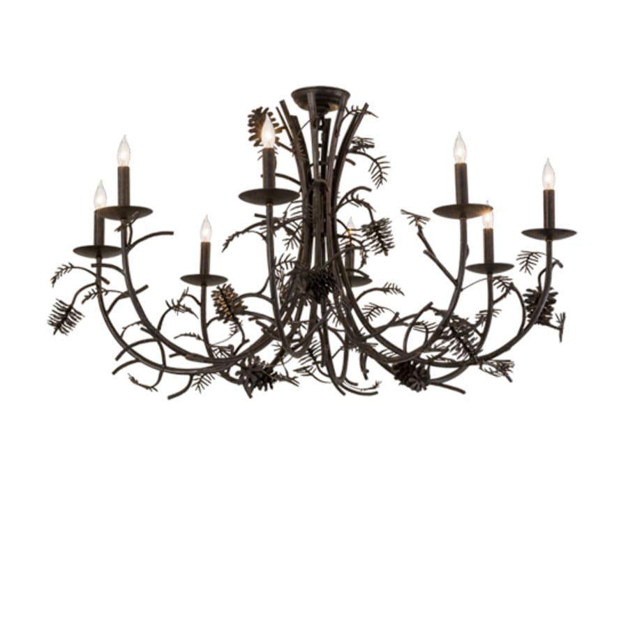 Meyda Tiffany Pinecone 8 Light 42" Wide Semi-flush Ceiling Fixture