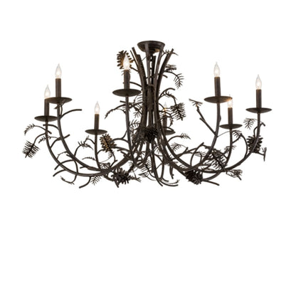 Meyda Tiffany Pinecone 8 Light 42" Wide Semi-flush Ceiling Fixture
