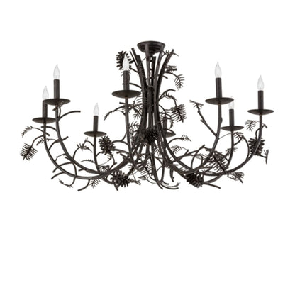 Meyda Tiffany Pinecone 8 Light 42" Wide Semi-flush Ceiling Fixture