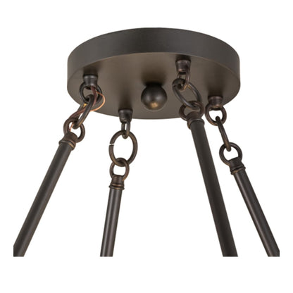 Meyda Tiffany Pomona 4 Light 18" Wide Semi-Flush Drum Ceiling Fixture with Beige Glass Shade - Craftsman Brown Finish