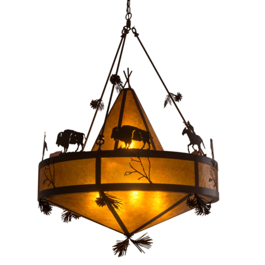 Meyda Tiffany High Plains Rider and The Herd 5 Light 36" Wide Pendant