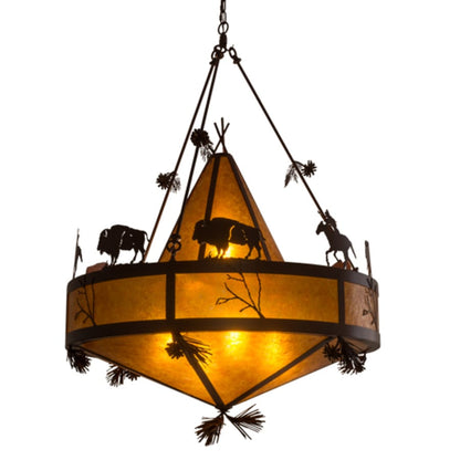 Meyda Tiffany High Plains Rider and The Herd 5 Light 36" Wide Pendant