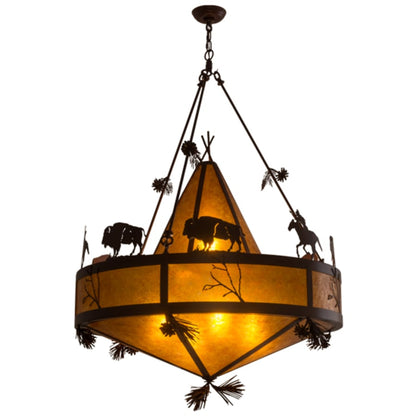 Meyda Tiffany High Plains Rider and The Herd 5 Light 36" Wide Pendant