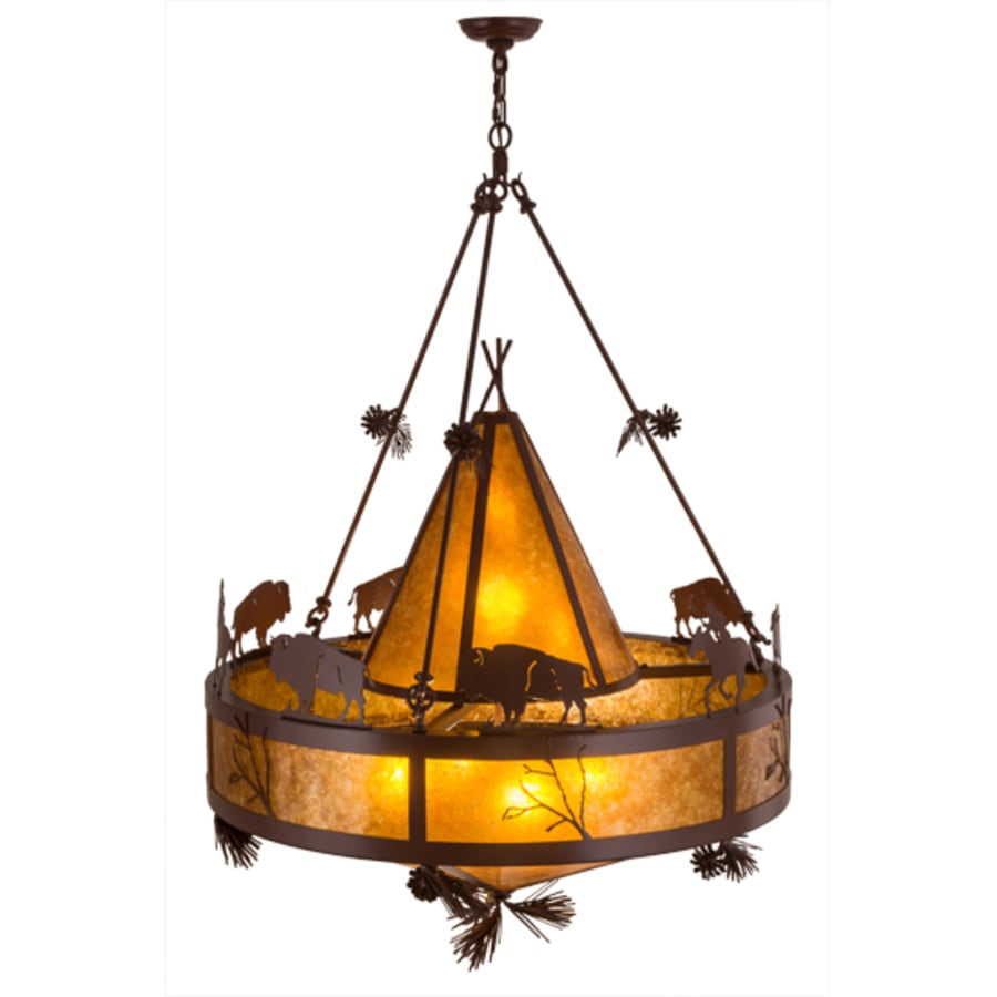 Meyda Tiffany High Plains Rider and The Herd 5 Light 36" Wide Pendant