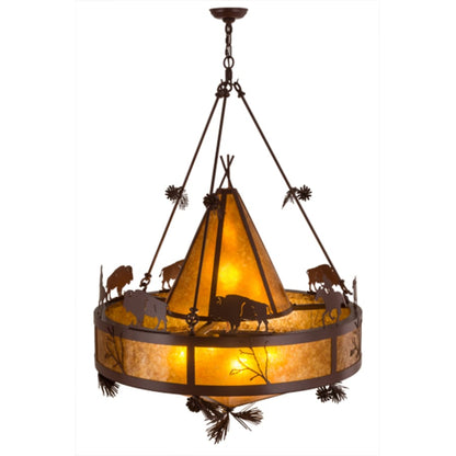 Meyda Tiffany High Plains Rider and The Herd 5 Light 36" Wide Pendant