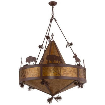 Meyda Tiffany High Plains Rider and The Herd 5 Light 36" Wide Pendant