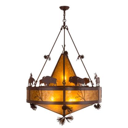 Meyda Tiffany High Plains Rider and The Herd 5 Light 36" Wide Pendant
