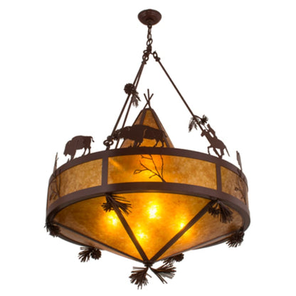 Meyda Tiffany High Plains Rider and The Herd 5 Light 36" Wide Pendant