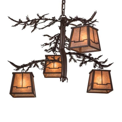 Meyda Tiffany Pine Branch Valley View 4 Light 28" Wide Chandelier