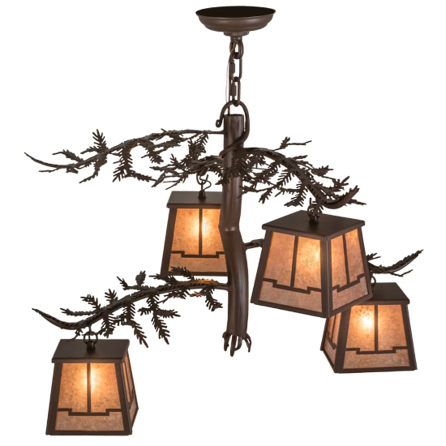 Meyda Tiffany Pine Branch Valley View 4 Light 28" Wide Chandelier