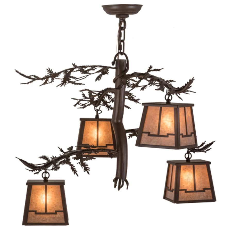 Meyda Tiffany Pine Branch Valley View 4 Light 28" Wide Chandelier