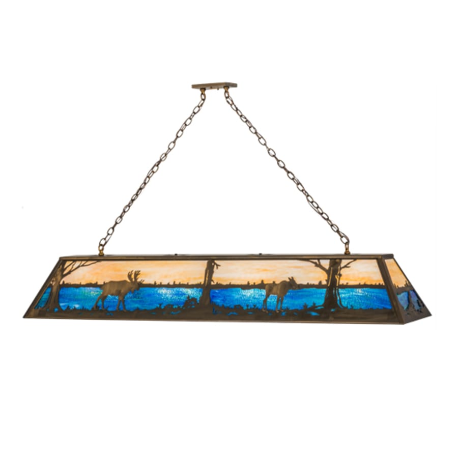 Meyda Tiffany Moose at Lake 8 Light 72" Wide Linear Pendant