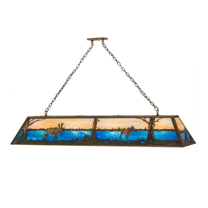 Meyda Tiffany Moose at Lake 8 Light 72" Wide Linear Pendant