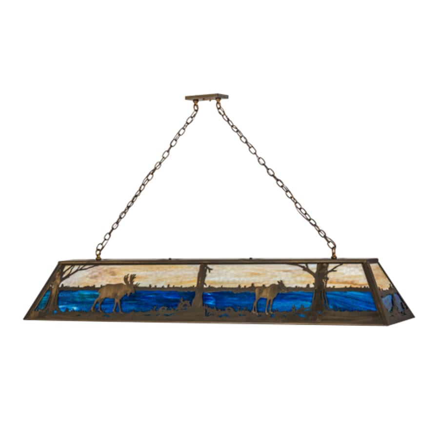 Meyda Tiffany Moose at Lake 8 Light 72" Wide Linear Pendant