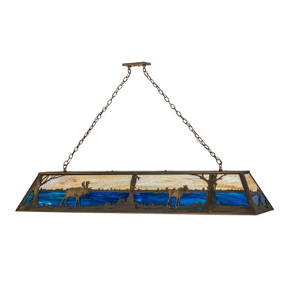 Meyda Tiffany Moose at Lake 8 Light 72" Wide Linear Pendant