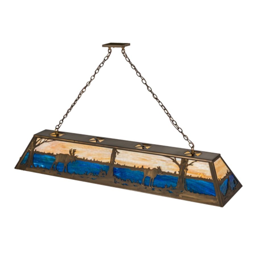 Meyda Tiffany Moose at Lake 8 Light 72" Wide Linear Pendant